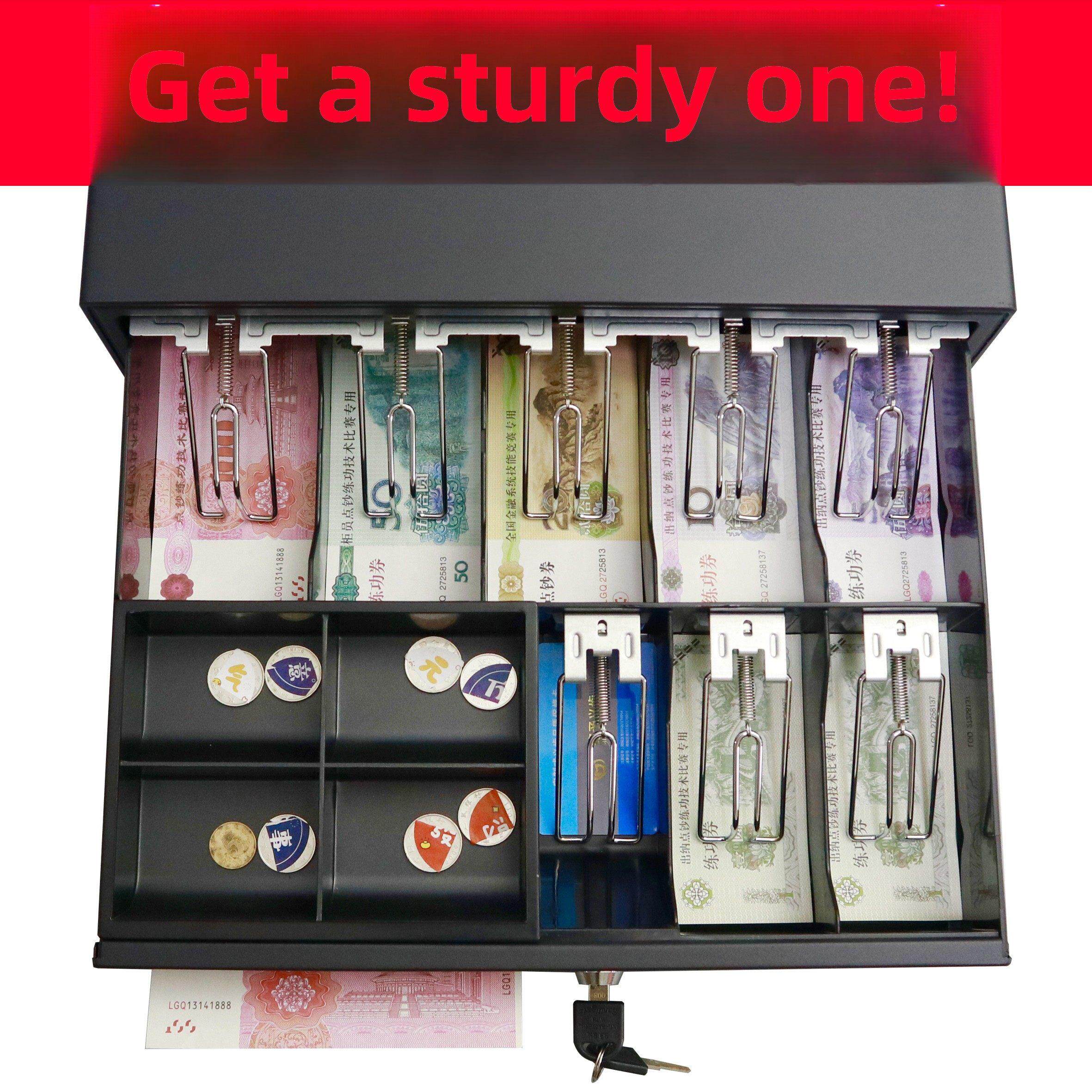 安隆钱箱收银机收钱盒子商用超市收款箱钱柜指纹独立用抽屉式带锁