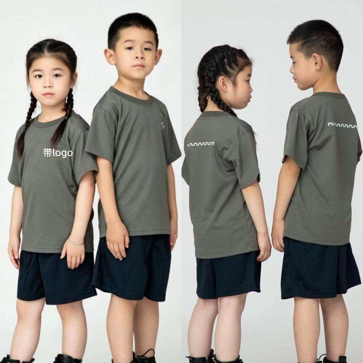 新款儿童夏季反光标短袖体能训练服套装小孩圆领衫速干透气体能服
