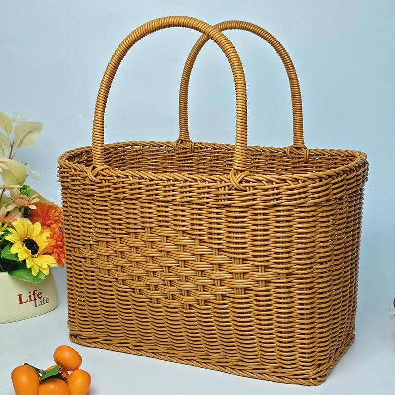 纯手工彷藤编织购物手提篮户外野餐篮日常买菜篮摘菜摘水果手提篮,收纳整理,购物篮,淘宝优惠券,粉丝福利购,淘宝优惠卷