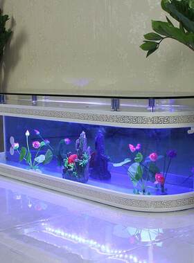 欧式电视柜生态鱼缸现代简约水族箱落地玻璃客厅茶几鱼缸1米定制
