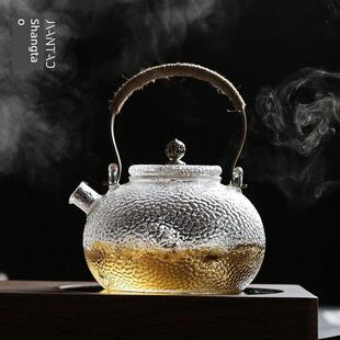 简易陶制沸水玻璃壶滤茶锤式茶壶家用玻璃提梁壶功夫茶耐热