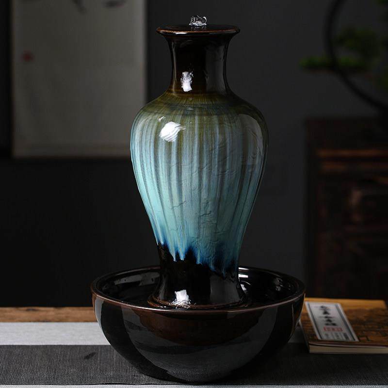 陶瓷花瓶流水喷泉摆件创意现代简约办公室客厅玄关加湿器桌面摆件,家居饰品,流水摆件,淘宝优惠券,粉丝福利购,淘宝优惠卷