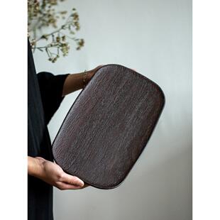 干泡桌黑胡桃乌木咖啡托盘饮料托盘实木原木整木矩形茶托