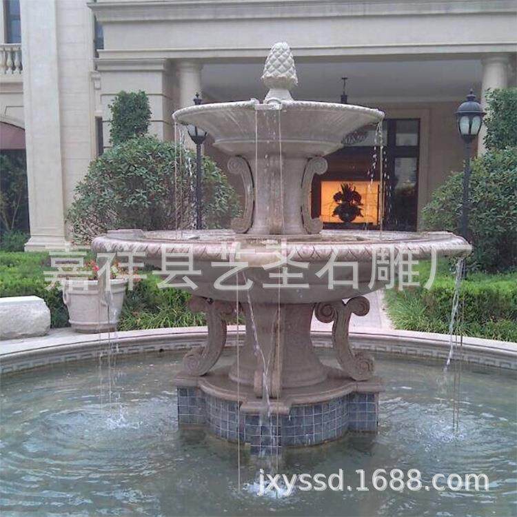 厂家销受石雕喷泉别墅庭院摆件水景装饰雕塑石雕喷泉