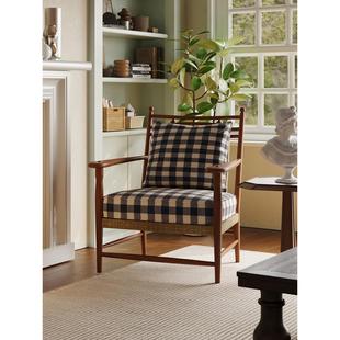 中世纪风格编织藤椅扶手椅实木棉麻单人沙发椅阳台设计师Wabi-Sab