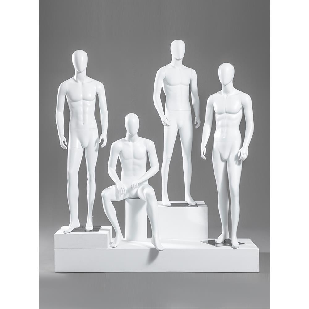 男模特道具全身哑黑哑白男装店人台橱窗假人体衣架模特架子展示架