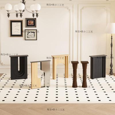 中古风实木桌腿支架大理石奢石餐桌底座茶几圆桌支撑茶桌大板桌脚