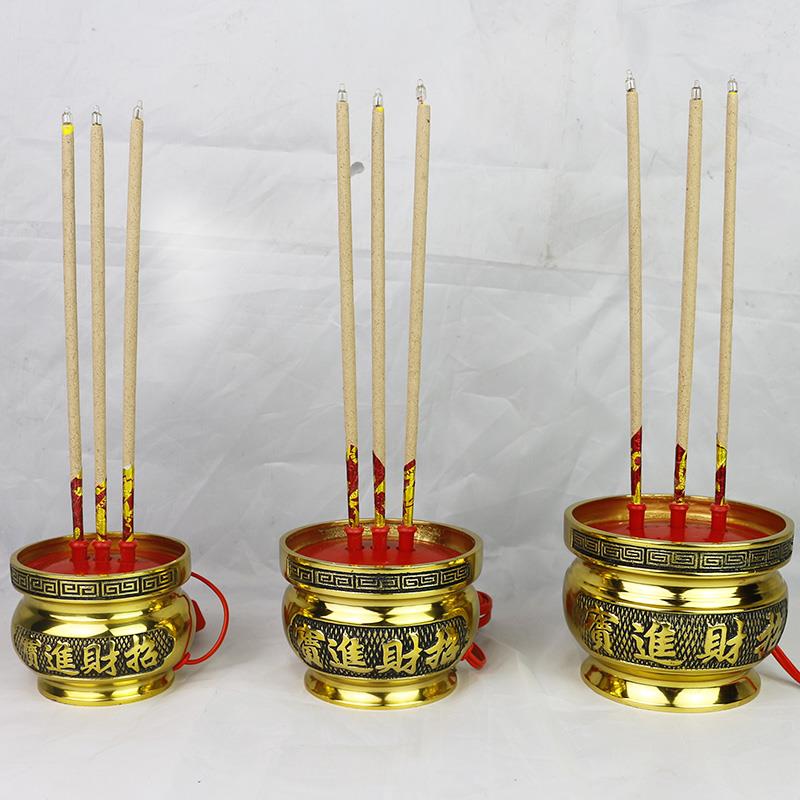 纯铜电子香炉招财进宝电香炉香插佛具用品插电供佛电烛台长明灯