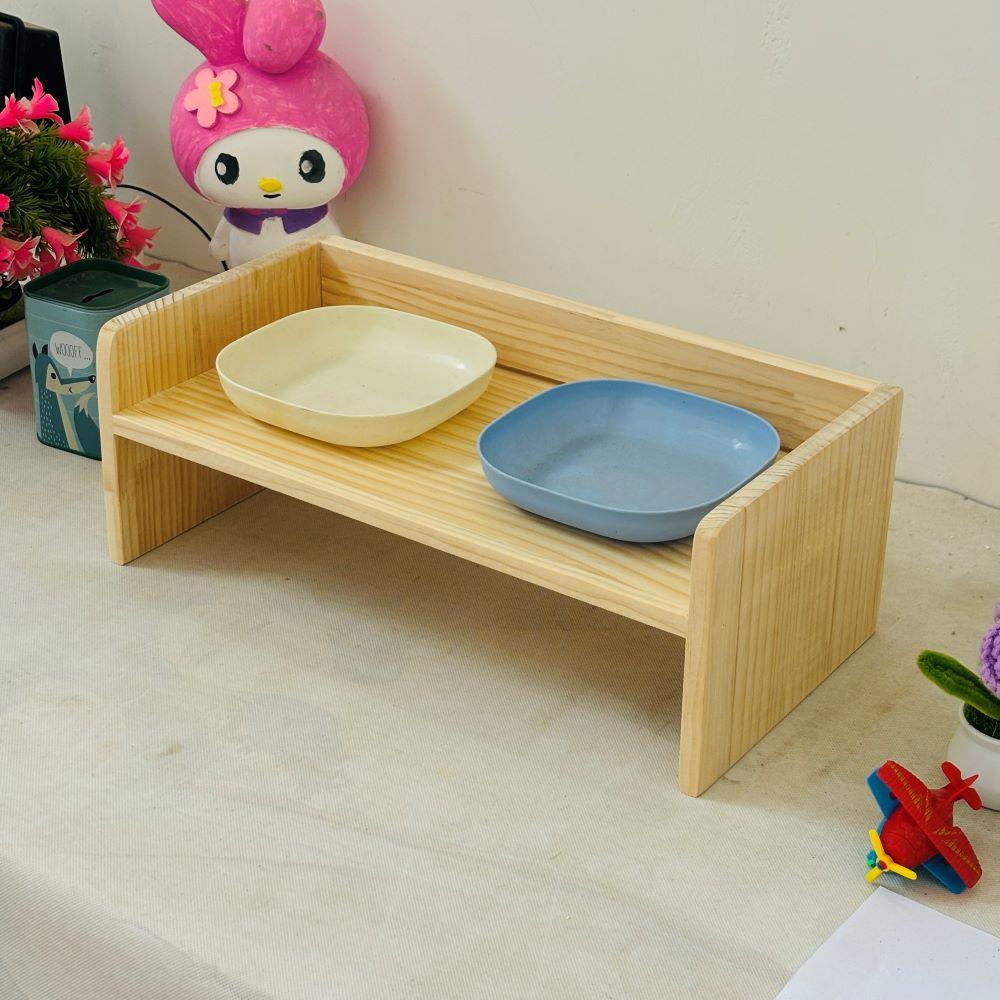 实木桌面显示器增高架置物架收纳宠物狗碗猫碗架护颈垫高抬高支架