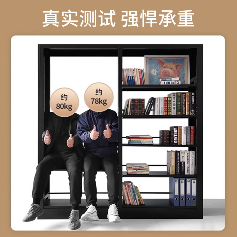 图书馆书架落地置物架儿童书柜客厅一体靠墙学生家用铁艺绘本架子