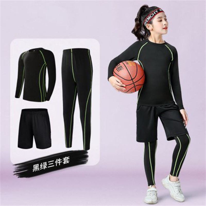 儿童紧身衣训练服女童秋冬t季篮球打底速干衣男生跑步足球运动套