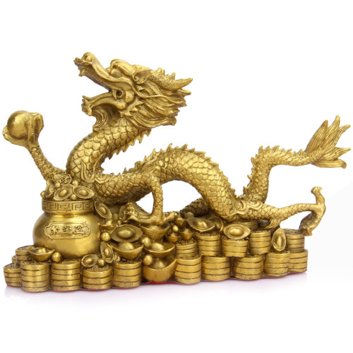铜聚宝盆龙工艺礼品摆件十二生肖铜汉龙摆件