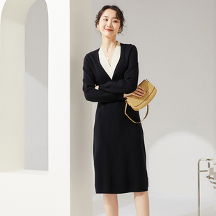 大码女装胖妹妹毛衣连衣裙2024年春秋新款显瘦胖mm针织打底长裙子