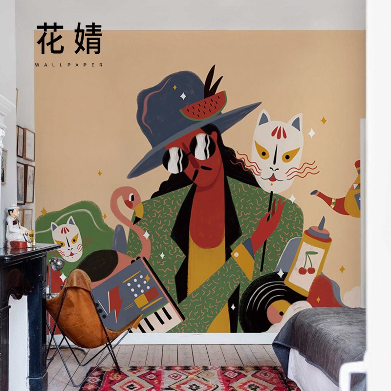 北欧艺术壁纸g办公室客厅墙纸壁布个性创意沙发电视背景墙定制壁