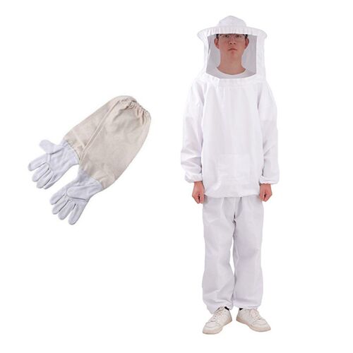 防蜂服工作服养蜂衣纯白加u厚防蜂衣分体防蜂服白色分体连体防蜂