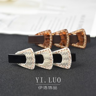 水钻发夹后脑勺弹簧夹子妈妈头饰发卡盘头发的韩国发饰卡子顶夹女