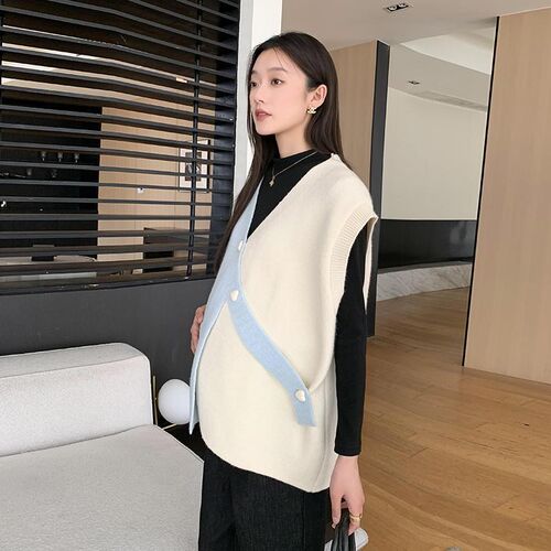 孕妇装冬装2024新款小个子秋季孕妇衣服上衣秋冬款针织毛衣马甲韩