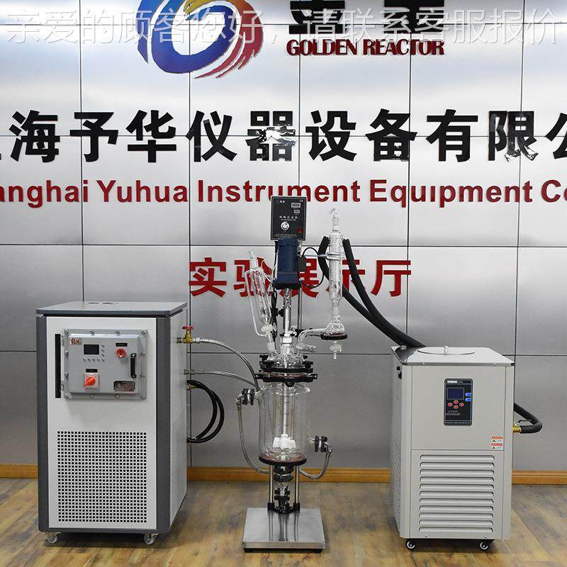 EXS212-5实 双层玻璃反应釜验室防爆0喷四氟械机搅拌蒸馏50L 10L
