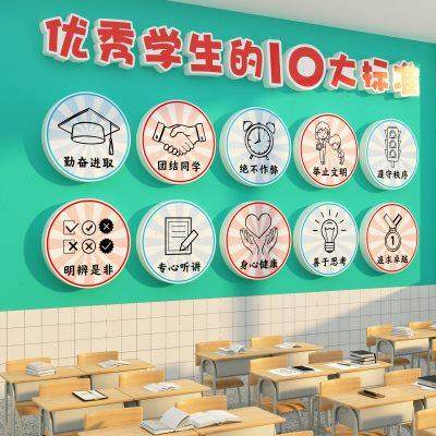 教室布置装饰托管班级形象校园文化黑板报墙贴纸自习初中励志标语