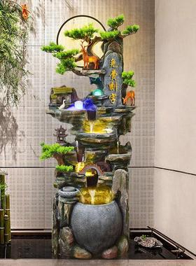 客厅高山流水摆件落地办公室内风车轮循环水假山喷泉景观开 业礼