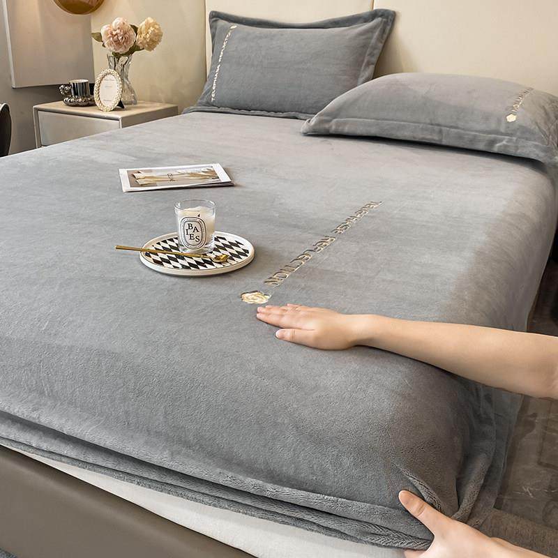 加厚牛奶绒床笠单件2023新款冬天加绒床罩珊瑚绒床单床垫保护罩套