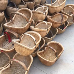 旧的柳编篮子手工结婚笸箩簸箕圆子筐喜事收纳筐垸子筐农家乐摆件