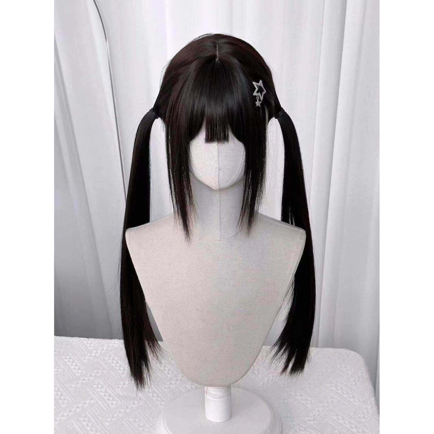 水舞沙假发女长直发双马尾萝莉jk日常Lolita黑长直自然全头套