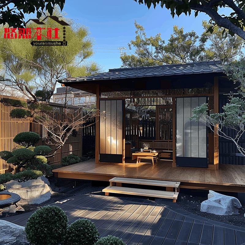 户外庭院日式茶室别墅木屋凉亭室外古建凉亭禅意日式凉亭中式茶亭