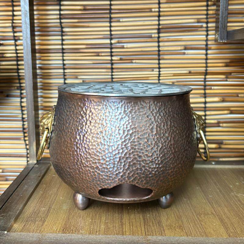 纯铜炭炉家用户外煮茶器烧碳火烤肉火锅围炉煮茶紫铜烧烤取暖炉子