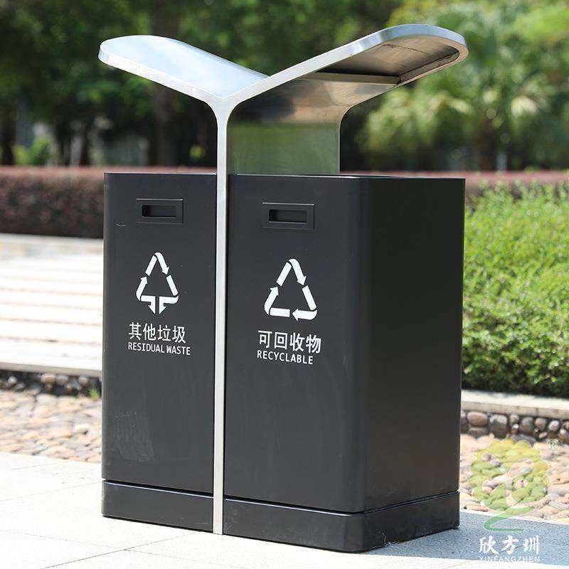 户外公园学校环卫方形两连体烤漆不锈钢镀锌板分类垃圾桶果壳箱,基础建材,不锈钢垃圾桶,淘宝优惠券,粉丝福利购,淘宝优惠卷