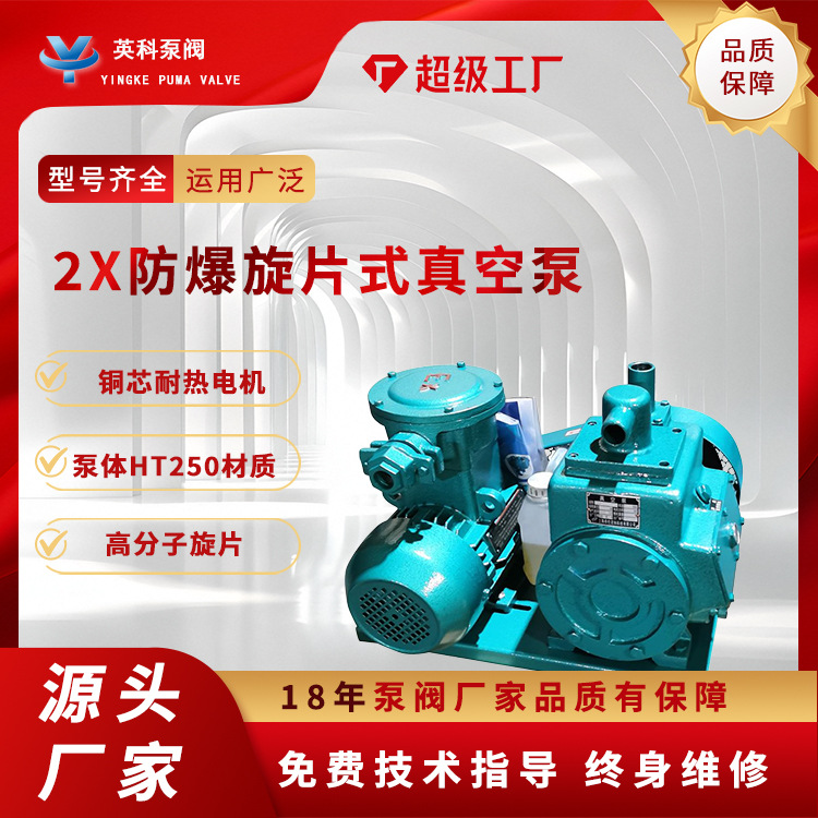 旋片式真空泵2x-4A皮带轮双极铸铁卧式380V树脂脱泡0.55KW防爆