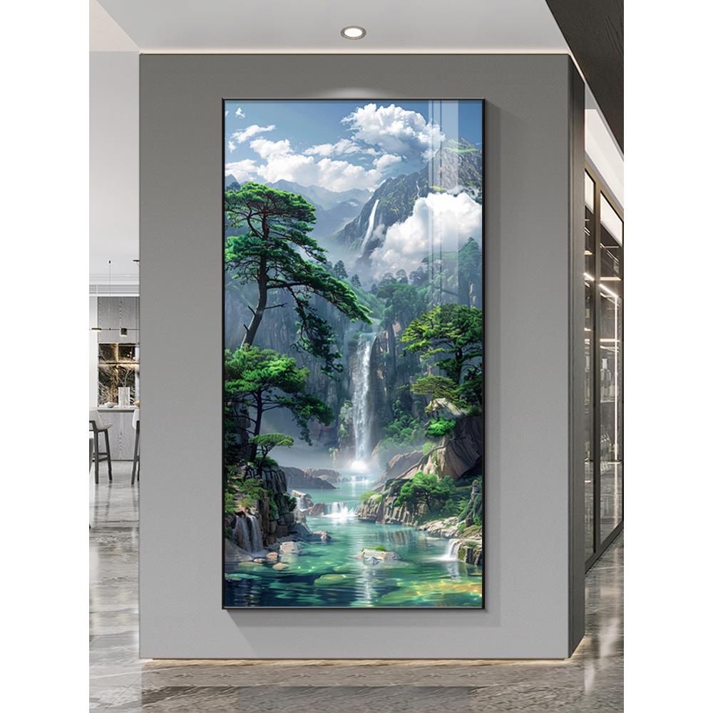流动的水，财富装饰画，入口门，入口大厅，山水画，走廊挂画，长