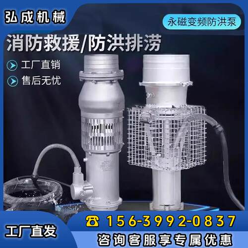永磁同步防洪泵大流量应急排涝轴流泵不锈钢高扬程防汛泵潜水