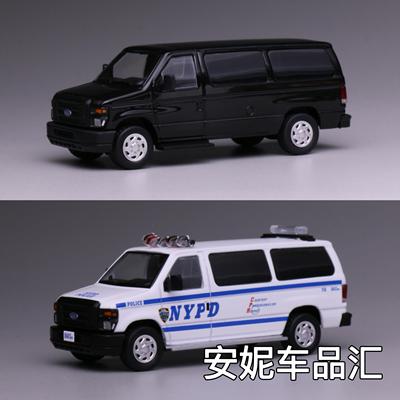596 1/64 福特e350 黑色 NYPD纽约涂装 合金汽车模型