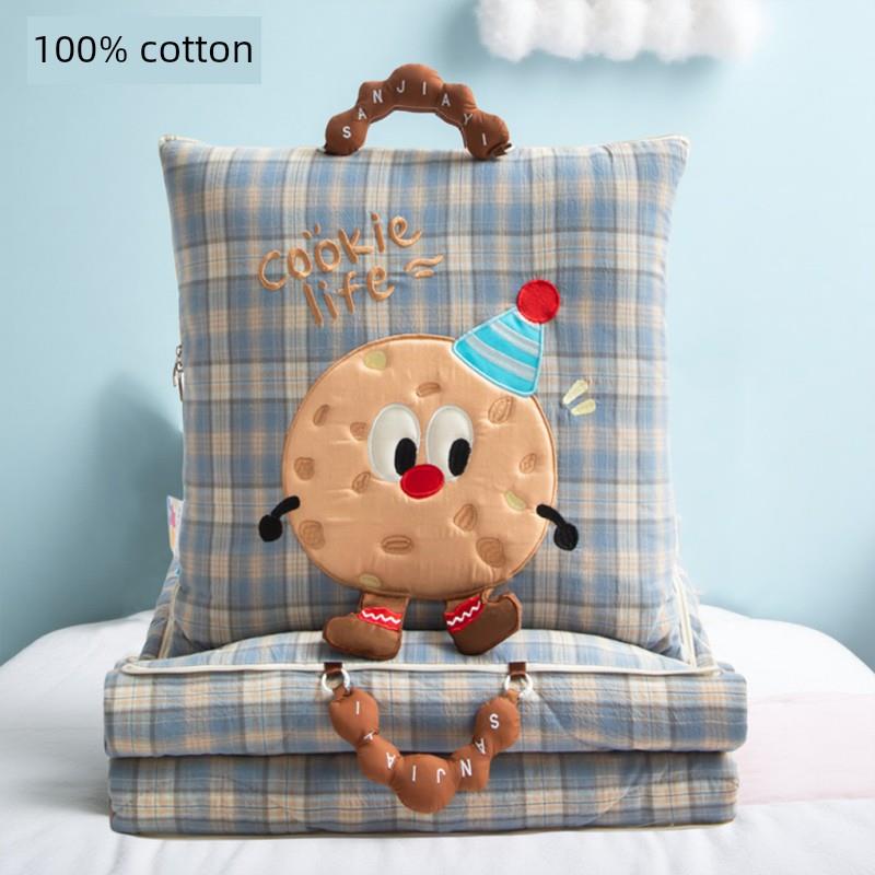 全棉抱枕被子两用毯子二合一车载靠枕办公室汽车纯棉午睡枕头加厚