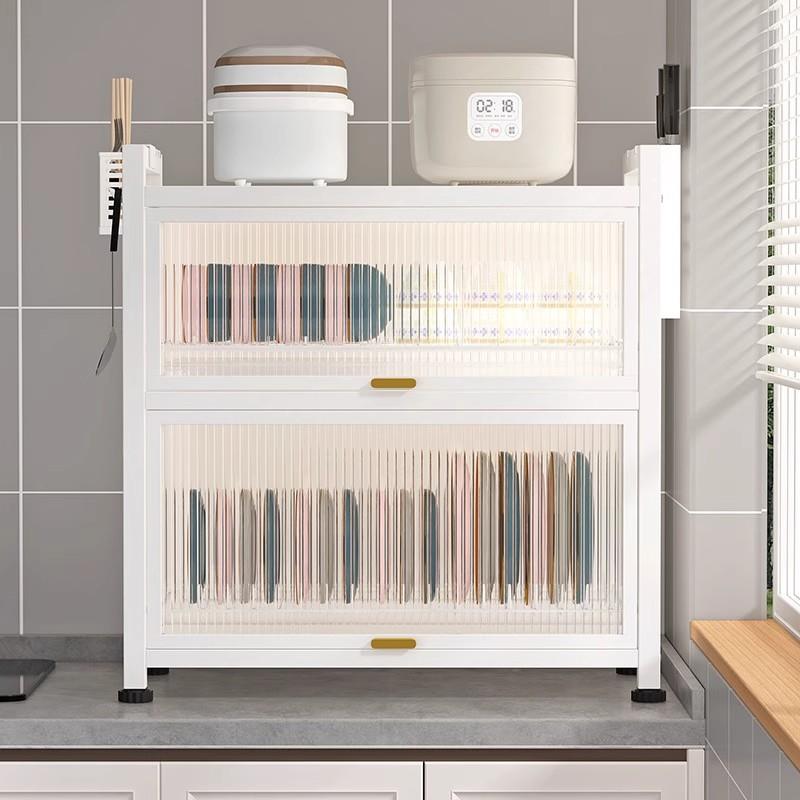 厨房碗柜收纳盒带门防尘碗架台面碗碟收纳架家用碗筷碗盘沥水架子