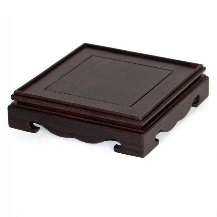 实木正方形摆件底座 工艺品印章玉玺木质底托 现代中式黑梓木木托