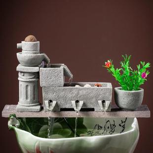 户外养鱼过滤流水造景摆件石槽陶瓷缸养殖过滤造景古法缸循环流水