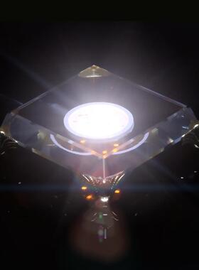 发光底座水晶托底插电家用LED七彩变色黄光佛像灯光水晶摆件托盘