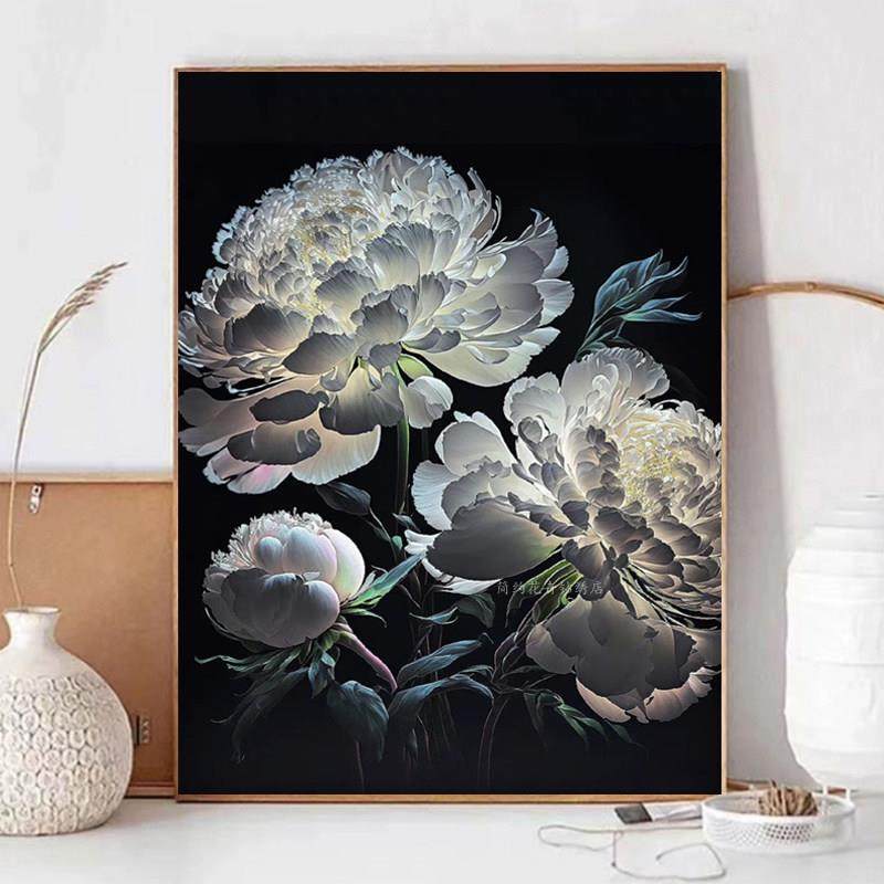 高级感牡丹花手工diy钻石画 画玄关黏钻简约花卉现代全钻十字绣圆,居家布艺,钻石绣,淘宝优惠券,粉丝福利购,淘宝优惠卷