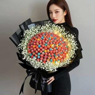 棒棒糖花束成品含糖糖果花香皂花彷真玫瑰送同学男女朋友孩子生日