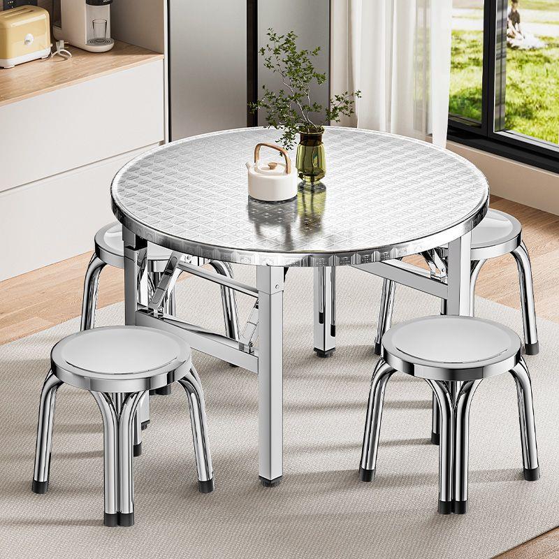 不锈钢折叠桌便携式烧烤桌户外庭院摆摊大排档商用餐桌家用圆饭桌