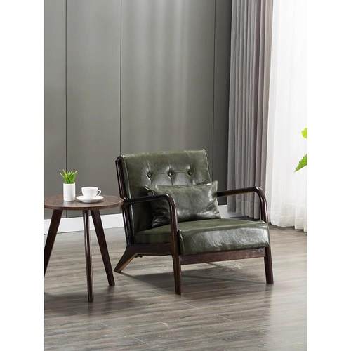 北欧休闲单人椅实木网红客厅椅摊位沙发家庭卧室单人椅咖啡厅沙发