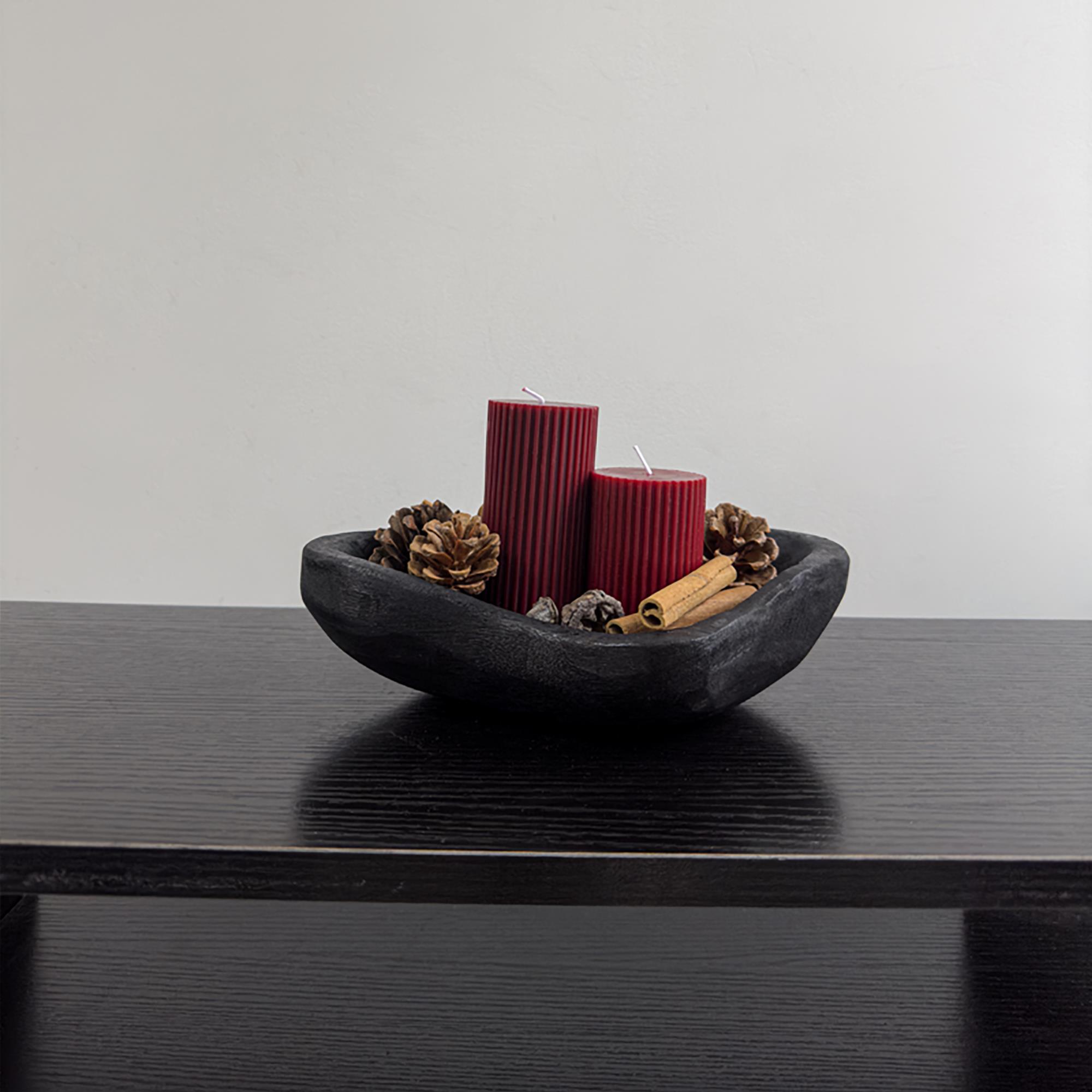 新年氛围香薰蜡烛装饰摆件木质托盘小众高级感蜡烛不规则收纳果盘
