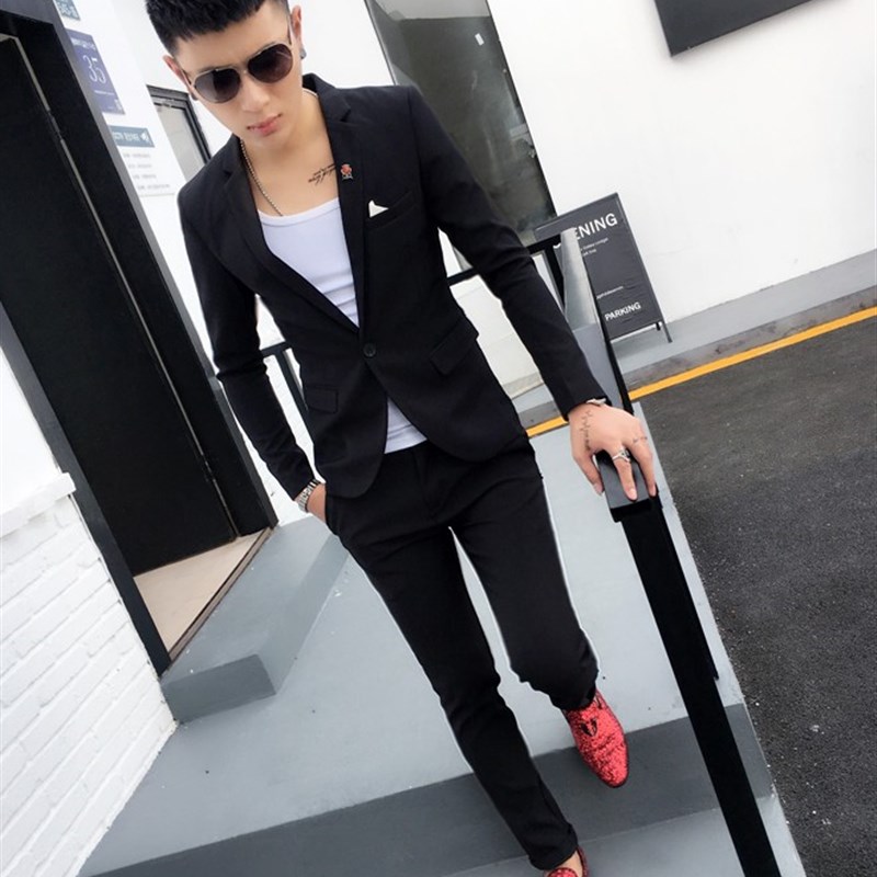 休闲小西服男外套韩版潮修身帅气西服套装