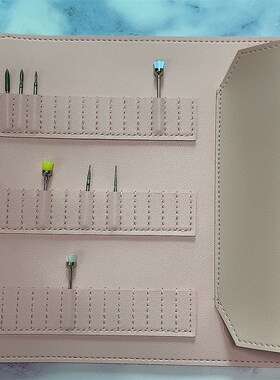 新款84孔美甲打磨头收纳包 卡扣包美甲磨头袋 皮革磨头工具展示包
