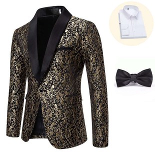 2023秋冬新款外贸欧码男装提花时尚设计正装男式青果领西装外套男