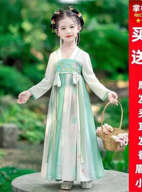 2023儿童小仙女汉服新款古装唐装夏季春秋小女孩超仙连衣裙女童