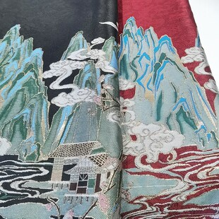 全涤千里江山图织金妆花螺钿马面裙大提花垂坠暗纹装饰旗袍面料