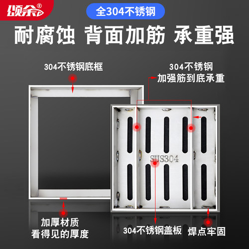 不锈钢地沟盖板厨房排水沟下水道工地水沟格栅井盖雨水篦子成品